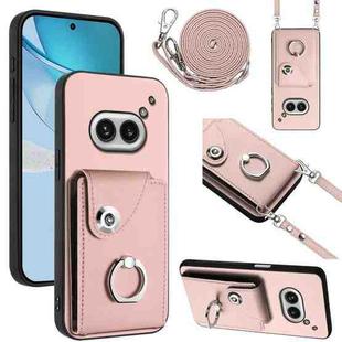 For Nothing Phone 2a Organ Card Bag Ring Holder Phone Case with Long Lanyard(Pink)