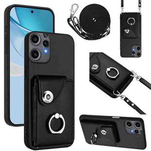 For Nothing CMF Phone 2 Pro Organ Card Bag Ring Holder Phone Case with Long Lanyard(Black)