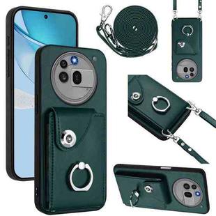 For Nothing Phone 3a Pro Organ Card Bag Ring Holder Phone Case with Long Lanyard(Green)