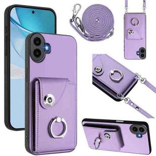 For Nothing CMF Phone 1 Organ Card Bag Ring Holder Phone Case with Long Lanyard(Purple)