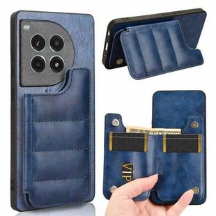 For OnePlus Ace 3 Pro Cow Pattern Sewing Card Bag Phone Case(Blue)