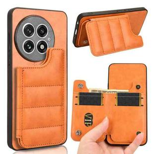 For OnePlus 13 Cow Pattern Sewing Card Bag Phone Case(Orange)