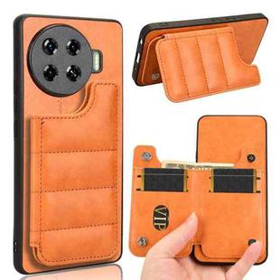 For Tecno Spark 20 Pro+ 4G Cow Pattern Sewing Card Bag Phone Case(Orange)