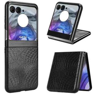 For Motorola Razr 50 Crocodile Texture Back Cover Phone Case(Black)