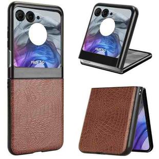 For Motorola Razr 50 Crocodile Texture Back Cover Phone Case(Brown)