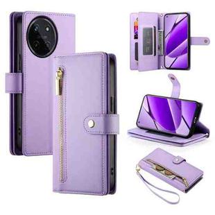 For Realme 11 4G Nine Card-slot Zipper Wallet Bag Leather Phone Case(Purple)