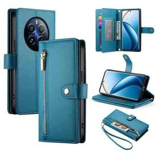 For Realme 12 Pro / 12 Pro+ Nine Card-slot Zipper Wallet Bag Leather Phone Case(Blue)