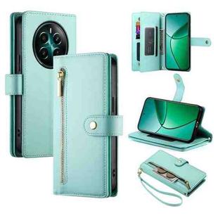 For Realme 12+ / Narzo 70 Pro Nine Card-slot Zipper Wallet Bag Leather Phone Case(Mint Green)