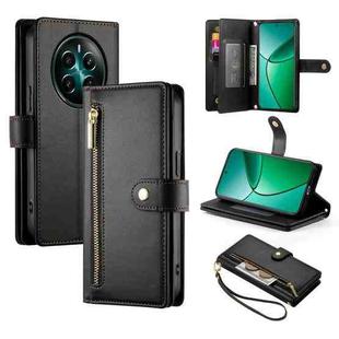 For Realme 12+ / Narzo 70 Pro Nine Card-slot Zipper Wallet Bag Leather Phone Case(Black)