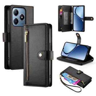 For Realme C63 Nine Card-slot Zipper Wallet Bag Leather Phone Case(Black)