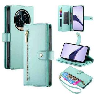 For Realme 13 Pro / 13 Pro+ Global Nine Card-slot Zipper Wallet Bag Leather Phone Case(Mint Green)