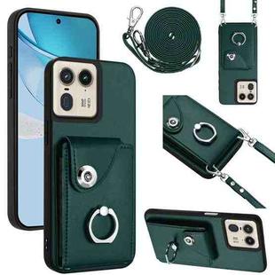 For Motorola Moto X50 Ultra Organ Card Bag Ring Holder Phone Case with Long Lanyard(Green)