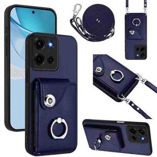 For Motorola Moto G 5G 2025 Organ Card Bag Ring Holder Phone Case with Long Lanyard(Blue)