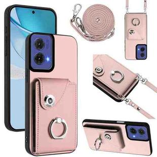 For Motorola Moto G85 / S50 Neo 5G Organ Card Bag Ring Holder Phone Case with Long Lanyard(Pink)