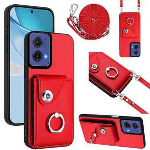 For Motorola Moto G85 / S50 Neo 5G Organ Card Bag Ring Holder Phone Case with Long Lanyard(Red)