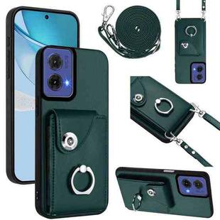 For Motorola Moto G85 / S50 Neo 5G Organ Card Bag Ring Holder Phone Case with Long Lanyard(Green)