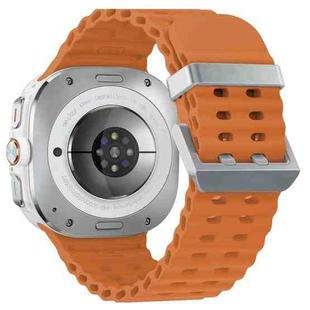 For Samsung Galaxy Watch Ultra 47mm Ocean Dual Silver Buckle Silicone Watch Band(Orange)