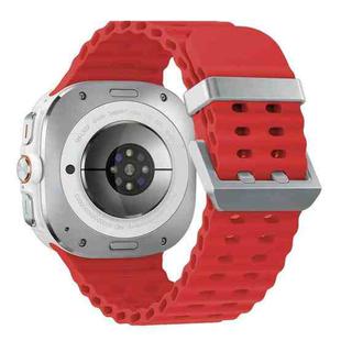 For Samsung Galaxy Watch Ultra 47mm Ocean Dual Silver Buckle Silicone Watch Band(Red)