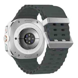 For Samsung Galaxy Watch Ultra 47mm Ocean Dual Silver Buckle Silicone Watch Band(Grey)