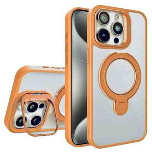 For iPhone 15 Pro Max Lens Protection & Ring Bracket MagSafe Phone Case(Orange)