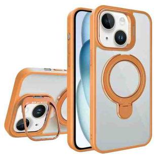 For iPhone 15 Lens Protection & Ring Bracket MagSafe Phone Case(Orange)