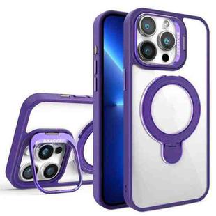 For iPhone 13 Pro Max Lens Protection & Ring Bracket MagSafe Phone Case(Dark Purple)