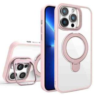 For iPhone 13 Pro Max Lens Protection & Ring Bracket MagSafe Phone Case(Light Pink)