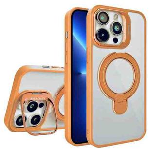 For iPhone 13 Pro Max Lens Protection & Ring Bracket MagSafe Phone Case(Orange)