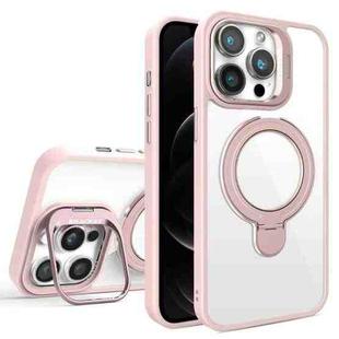 For iPhone 12 Pro Max Lens Protection & Ring Bracket MagSafe Phone Case(Light Pink)