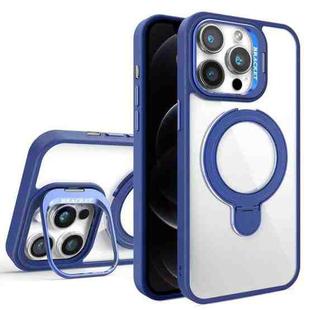 For iPhone 12 Pro Max Lens Protection & Ring Bracket MagSafe Phone Case(Dark Blue)