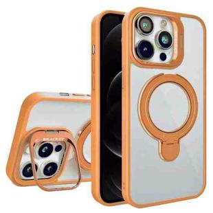 For iPhone 12 Pro Max Lens Protection & Ring Bracket MagSafe Phone Case(Orange)