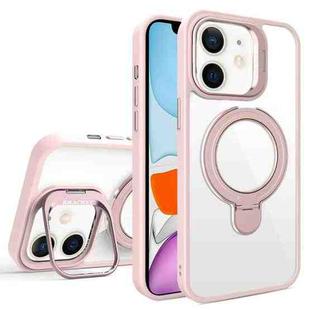 For iPhone 11 Lens Protection & Ring Bracket MagSafe Phone Case(Light Pink)