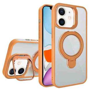 For iPhone 11 Lens Protection & Ring Bracket MagSafe Phone Case(Orange)