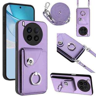 For vivo X200 Ultra Organ Card Bag Ring Holder Phone Case with Long Lanyard(Purple)