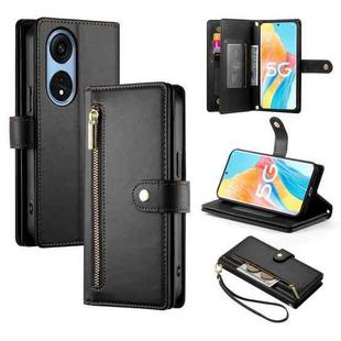 For OPPO A1 Pro / Reno8 T 5G Nine Card-slot Zipper Wallet Bag Leather Phone Case(Black)