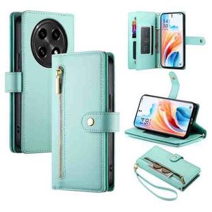 For OPPO A2 Pro / A3 Pro Nine Card-slot Zipper Wallet Bag Leather Phone Case(Mint Green)