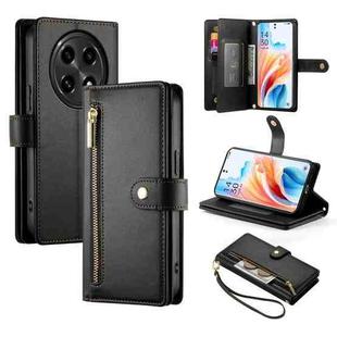 For OPPO A2 Pro / A3 Pro Nine Card-slot Zipper Wallet Bag Leather Phone Case(Black)