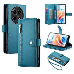 For OPPO A2 Pro / A3 Pro Nine Card-slot Zipper Wallet Bag Leather Phone Case(Blue)