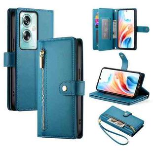 For OPPO A79 5G / A2x Nine Card-slot Zipper Wallet Bag Leather Phone Case(Blue)