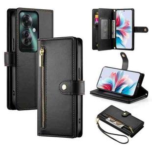 For OPPO Reno11 F Nine Card-slot Zipper Wallet Bag Leather Phone Case(Black)