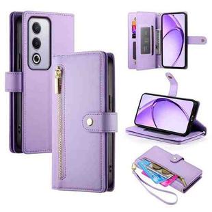 For OPPO A3 Pro Global Nine Card-slot Zipper Wallet Bag Leather Phone Case(Purple)