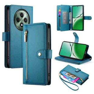 For OPPO Reno12 F 4G / 5G / F27 India Nine Card-slot Zipper Wallet Bag Leather Phone Case(Blue)