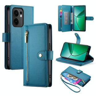 For OPPO Reno13 F 4G / 5G Nine Card-slot Zipper Wallet Bag Leather Phone Case(Blue)