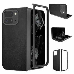 For Google Pixel 9 Pro Fold PU Leather Black Frame Full Coverage Phone Case(Black)