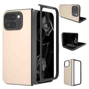 For Google Pixel 9 Pro Fold PU Leather Black Frame Full Coverage Phone Case(Peach Pink)