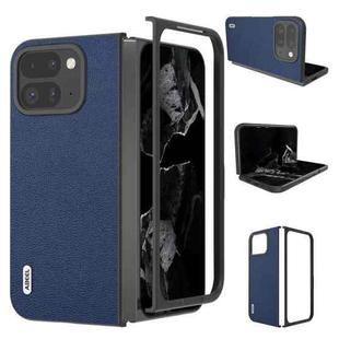 For Google Pixel 9 Pro Fold ABEEL Genuine Leather Luolai Series Phone Case(Dark Blue)