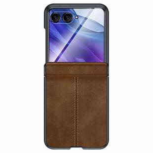 For Motorola Razr 50 Ultra Integrated Film Hinge Folding PU Phone Case(Brown)