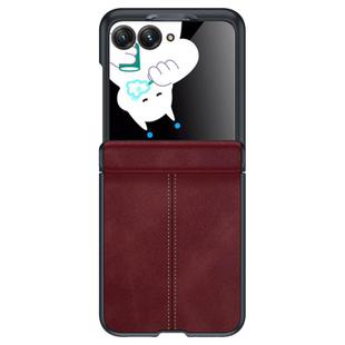 For Motorola Razr 50 Integrated Film Hinge Folding PU Phone Case(Red)