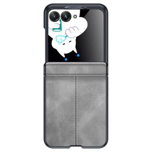 For Motorola Razr 50 Integrated Film Hinge Folding PU Phone Case(Grey)