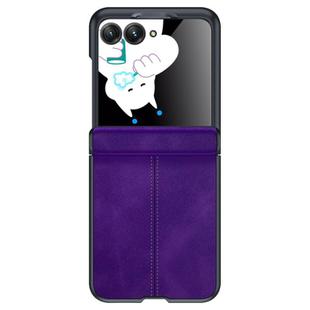 For Motorola Razr 50 Integrated Film Hinge Folding PU Phone Case(Purple)